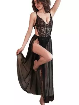 Сексуальное нижнее белье, нижнее белье, ночное белье, цельный комплект X050 [Agnel x] Прозрачный женский (Черный, Свободный)