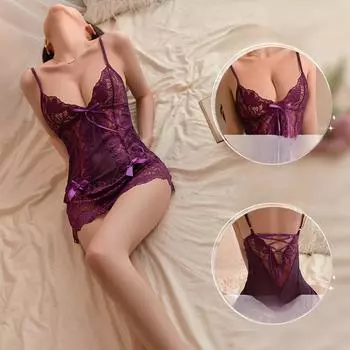 Сексуальное нижнее белье Новая пижама Женский соблазн Прозрачный кружевной страстный костюм для косплея One Size