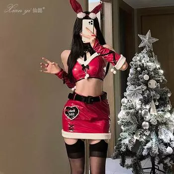 Сексуальное нижнее белье обтягивающий лакированный кожаный кролик униформа страсть соблазнение костюм на хеллоуин косплей One size