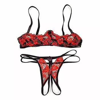 Сексуальное нижнее белье, открытый бюстгальтер, шорты, синее сексуальное нижнее белье, прозрачные шорты, трусики, экстремальное эротическое милое нижнее белье [Qianqu] красный