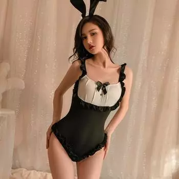 Сексуальное нижнее белье, открытый цельный костюм кролика 18+ One Size