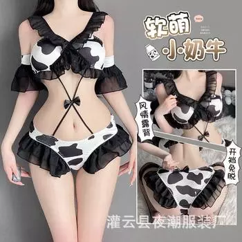 Сексуальное нижнее белье похоть сексуальная страсть костюм корова горячая пижама милая униформа соблазнение халат 2699 One size