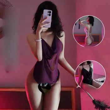 Сексуальное нижнее белье Позолоченный танец Чистое желание Шея Сетчатый качающийся воротник Женщины показывают Изысканная и сексуальная ночная рубашка One Size