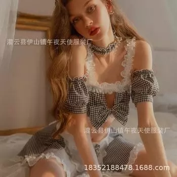 Сексуальное нижнее белье Pure Desire Uniform Maid Cute Girly Checked Lace Bed Passion Suit 1849 .