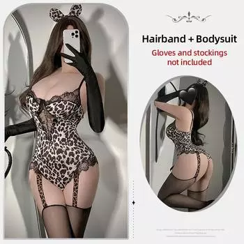 Сексуальное нижнее белье Pure Desire Lace Perspective Leopard Girl Seduction Sexy Conjoined Explosion Пижама