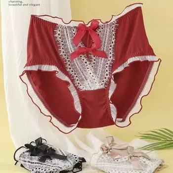 Сексуальное нижнее белье размера «Лолита» с бантом для женщин с высокой талией и персонализированным кружевным краем One Size