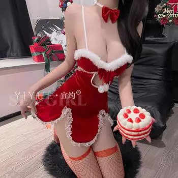 Сексуальное нижнее белье рождественский наряд женский чистое желание сексуальная ночная рубашка с подтяжками горячая полая соблазнительная униформа one size fits all