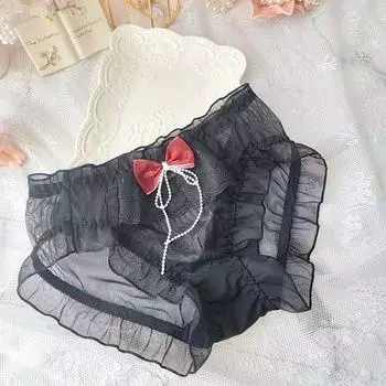 Сексуальное нижнее белье с бантиками, трусики с оборками принцессы, милое нижнее белье L