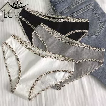 Сексуальное нижнее белье с леопардовым принтом, трусики для женщин и девочек, утягивающие бедра, хлопковые трусики-шорты L чёрный