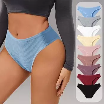 Сексуальное нижнее белье с нитками Женские спортивные хлопковые трусики с низкой талией Треугольное нижнее белье Шорты Трусики S чёрный