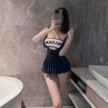 Сексуальное нижнее белье с открытым плечом, топ-труба, юбка на бретелях в студенческом стиле, чистое желание, сексуальное, свободное One size