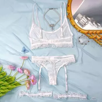 Сексуальное нижнее белье с тремя точками сексуальное прозрачное кружевное сетчатое кружевное нижнее белье комплект S S