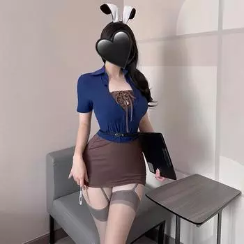 Сексуальное нижнее белье, сестра, кролик, девушка, секретарша, униформа, соблазнительная школьная учительница, экзотический костюм, офисная леди, пальто с мини-юбкой One Size
