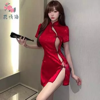 Сексуальное нижнее белье Сексуальная дисковая пряжка косой разрез Сатин Китайская Республика разрезы по бокам соблазн One Size