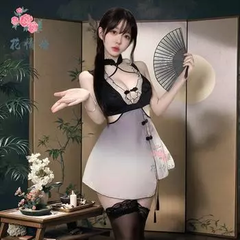 Сексуальное нижнее белье, сексуальная живопись тушью в китайском стиле, открытая грудь, старинный стиль, чистое желание, перспектива, страсть One size