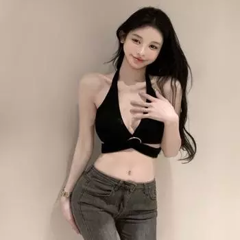 Сексуальное нижнее белье сексуальная девушка шейный ремешок халтер полый универсальный жилет подтяжки топ Recommended average size 80-60kg белый