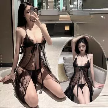 Сексуальное нижнее белье, сексуальная ночная рубашка на подтяжках, соблазнение, кружево 18+ One Size