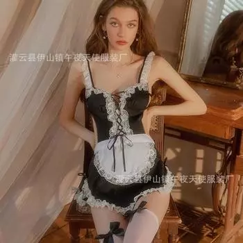 Сексуальное нижнее белье сексуальная униформа соблазнение кружево милая красивая женщина служанка костюм косплей чистая похоть ветер костюм 1783 One size