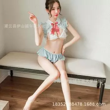 Сексуальное нижнее белье сексуальная студенческая форма кролика соблазнительный страстный костюм клубника три точки женская одежда 1273 One size