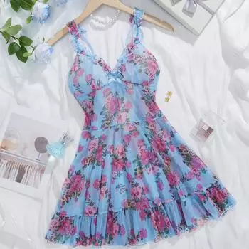 Сексуальное нижнее белье Сексуальная сексуальная одежда Кружева сетка Сращивание перспектива секс платье S