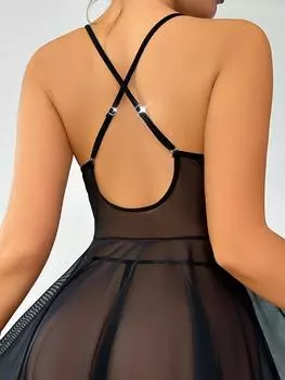 Сексуальное нижнее белье Сексуальная сексуальная одежда Кружева сетка Сращивание перспектива секс платье S