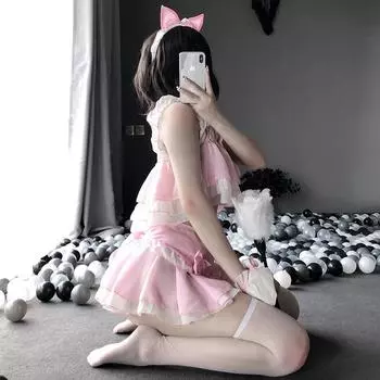 Сексуальное нижнее белье сексуальная киска соблазнение маленькая грудь униформа перспектива открытая милая горничная страсть костюм One size