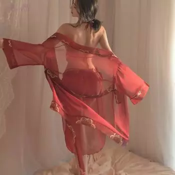 Сексуальное нижнее белье сексуальная классическая свадебная форма пижама карман на животе ханфу комплект горячая перспектива кимоно average code