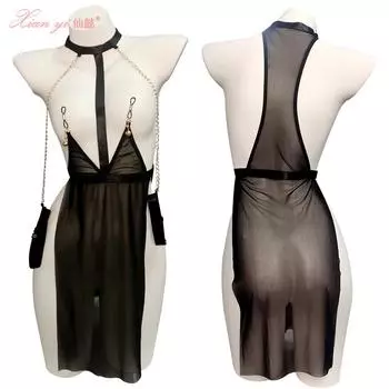 Сексуальное нижнее белье сексуальная сетка перспектива униформа соблазнение грудь свободная страсть одежда женская кровь капли 560 One size