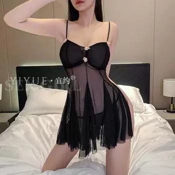 Сексуальное нижнее белье, сексуальная ночная рубашка с подвязками, перспективная тонкая свободная пижама, горячая униформа с маленькой грудью one size fits all
