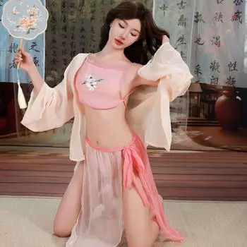 Сексуальное нижнее белье Сексуальная перспектива живот карман халат сексуальный костюм соблазнительный полиэстер ханфу женщины One Size