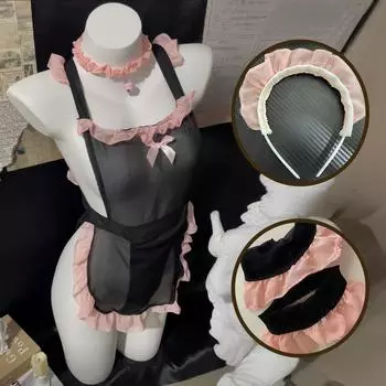 Сексуальное нижнее белье Сексуальная перспектива Открытая промежность Цельный наряд горничной Мягкая девушка Милая соблазнительная дразнящая страстная женщина One Size