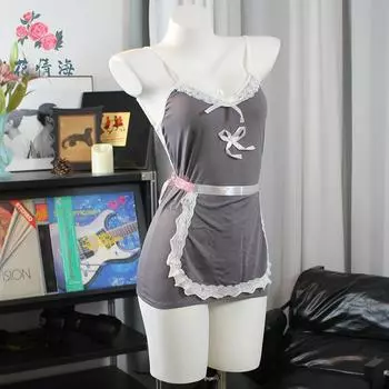 Сексуальное нижнее белье Сексуальное Соблазнение Чистым Ветром Косплей Горничной Халтер Униформа Горничной average size