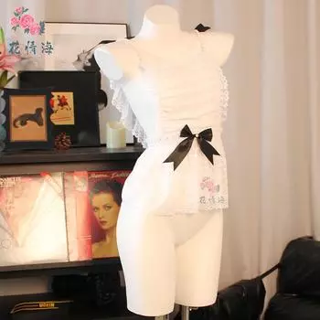 Сексуальное нижнее белье сексуальное чистое желание ветер жемчуг подвязки колготки с вырезом сзади бант кружево one size