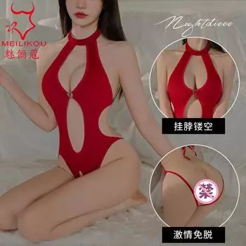 Сексуальное нижнее белье сексуальное кольцо на шее с высоким разрезом голые плечи комбинезон капает вода молоко чистое желание униформа костюм женский 2184 One Size