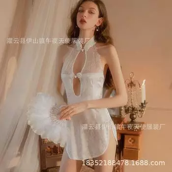 Сексуальное нижнее белье сексуальное классическое ципао перспектива кружево соблазн полая горячая спина бесплатная униформа комплект 1854 .