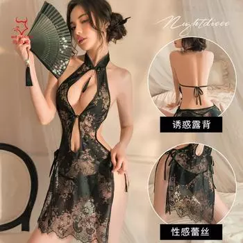 Сексуальное нижнее белье сексуальное кружевное перспективное соблазнение большой размер чонсам горячая страсть шнуровка пижама униформа комплект 1962 One Size