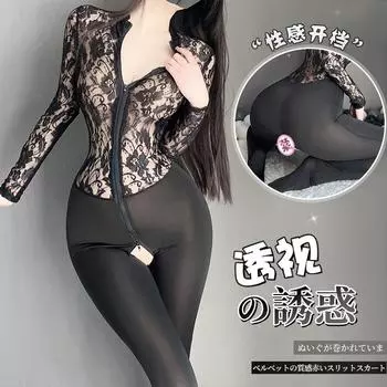 Сексуальное нижнее белье сексуальное кружевное перспективное секретарское молния открытый файл бесплатный цельный комбинезон комплект 8213 average size