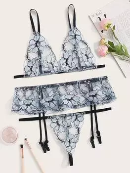 Сексуальное нижнее белье сексуальное женское сетчатое принтованное перспективное нижнее белье комплект S