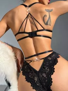 Сексуальное нижнее белье сексуальное женское кружевное цельное протекающее нижнее белье с лямкой сзади сексуальный костюм S