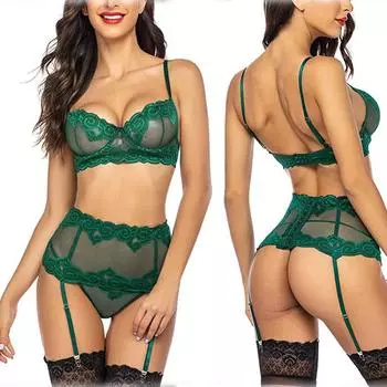 Сексуальное нижнее белье, сексуальное женское сетчатое прозрачное кружевное нижнее белье комплект из трех предметов S