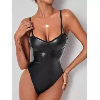 Сексуальное нижнее белье Сексуальное женское нижнее белье с подвязками из лакированной кожи S