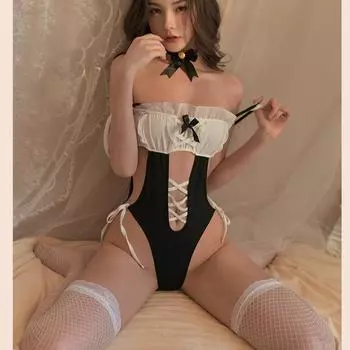 Сексуальное нижнее белье, сексуальное нижнее белье, маленькая грудь показывает большие скрытые пуговицы, открытые банты, подтяжки, пижамы, униформа бесплатно one size fits all