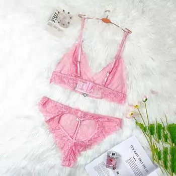 Сексуальное нижнее белье Сексуальное соблазнение грудь кружево прозрачный спинка секс нижнее белье комплект 1XL