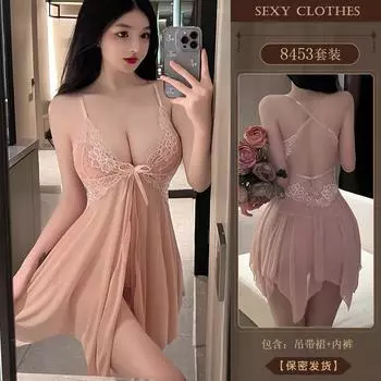 Сексуальное нижнее белье сексуальное кружевное соблазнительное сетчатое прозрачное ночное белье горячая маленькая грудь униформа пижама 8453 One size S-XL (85-67.5 kg)