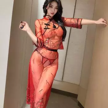 Сексуальное нижнее белье сексуальное новое китайское чонсам-стиль очаровательный темперамент маленькая женщина легкая газовая юбка пятно для one size fits all