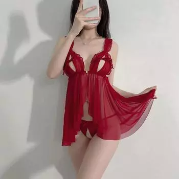 Сексуальное нижнее белье сексуальное кружево прозрачная сетка ночная рубашка полая утечка молока пижама страсть свободный комплект one size fits all