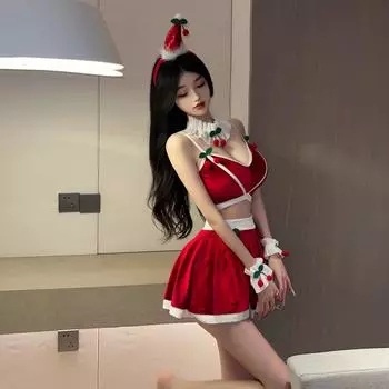 Сексуальное нижнее белье, сексуальное страстное платье на подтяжках, новогодний костюм, униформа, искушение, рождественский костюм, боевой халат one size fits all