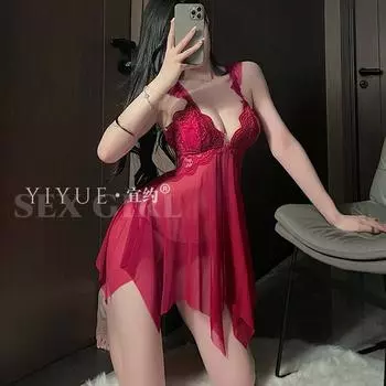 Сексуальное нижнее белье сексуальное чистое желание ночная рубашка кружево соблазн плюс накладка на грудь нерегулярная пижама без униформы One Size