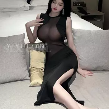 Сексуальное нижнее белье Сексуальное длинное платье Горячая униформа для ночного клуба Страстная сетчатая перспектива соблазнения ночная рубашка one size fits all