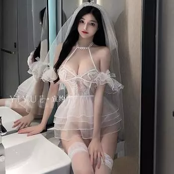 Сексуальное нижнее белье сексуальное блестящее свадебное платье униформа горячая перспектива пижама страсть костюм one size fits all